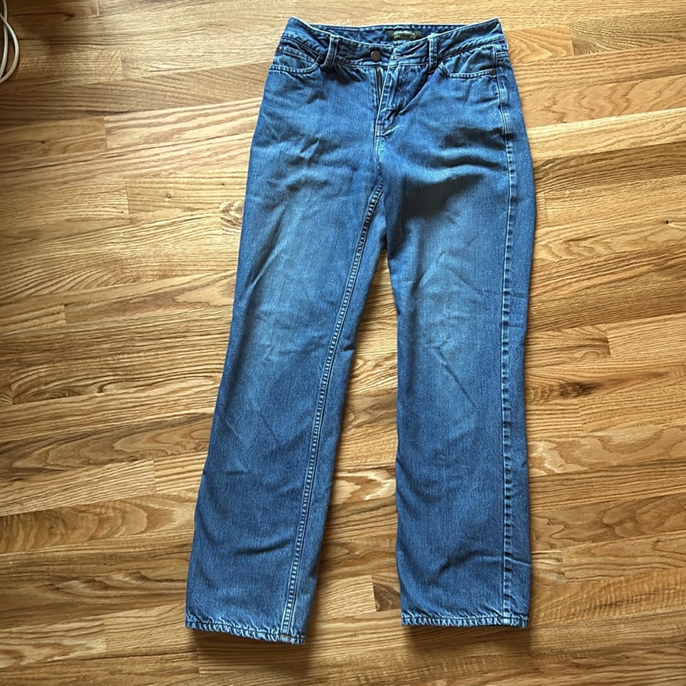 Flannel lined boot cut jeans